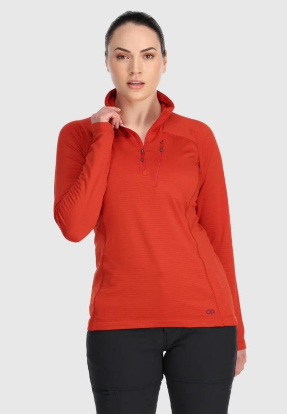 Outdoor Research Women’s S Quarter Zip Activewear Sweater Orange Running Trail